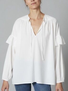 Rachel Comey Willow Top in White Cotton Tie Neck Size 0